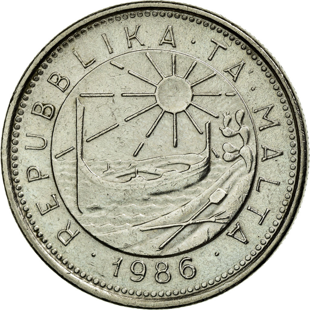 Coin, Malta, 10 Cents, 1986, EF(40-45), Copper-nickel, KM:76