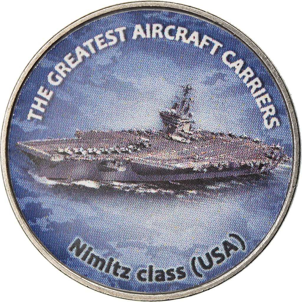 Moeda, Zimbabué, Shilling, 2019, Warship -  Porte-avions Nimitz, MS(63), Aço