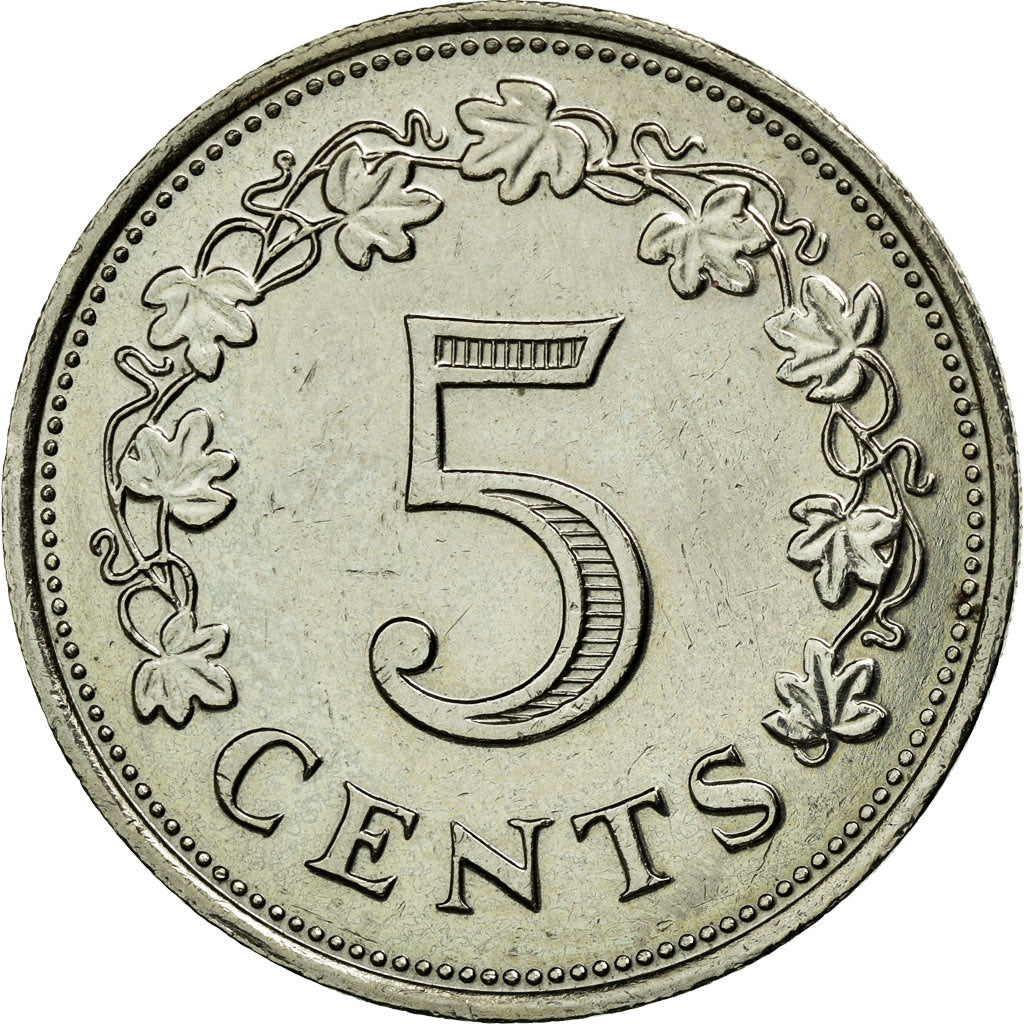 Coin, Malta, 5 Cents, 1976, British Royal Mint, EF(40-45), Copper-nickel, KM:10