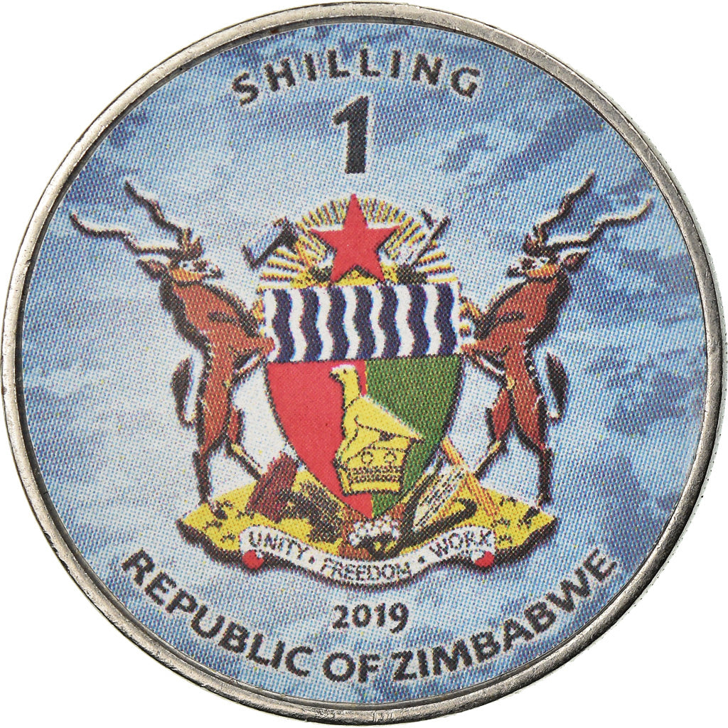 Moeda, Zimbabué, Shilling, 2019, Fighter jet. Hornet, MS(63), Aço Niquelado