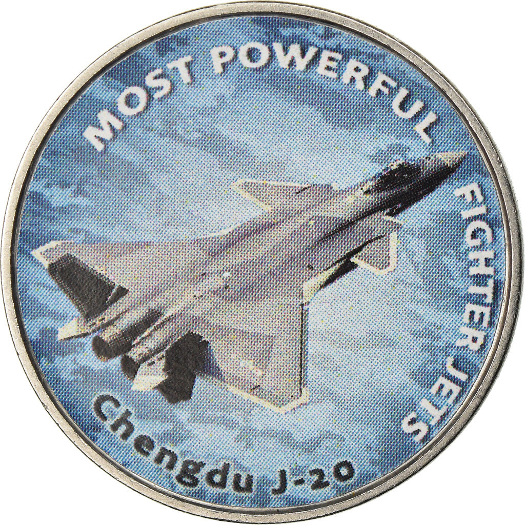Moeda, Zimbabué, Shilling, 2019, Fighter jet - Chengdu, MS(63), Aço Niquelado
