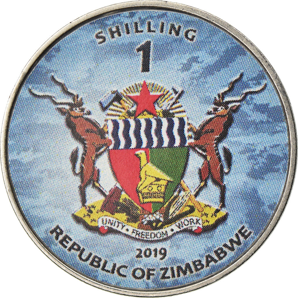 Moeda, Zimbabué, Shilling, 2019, Fighter jet - Chengdu, MS(63), Aço Niquelado