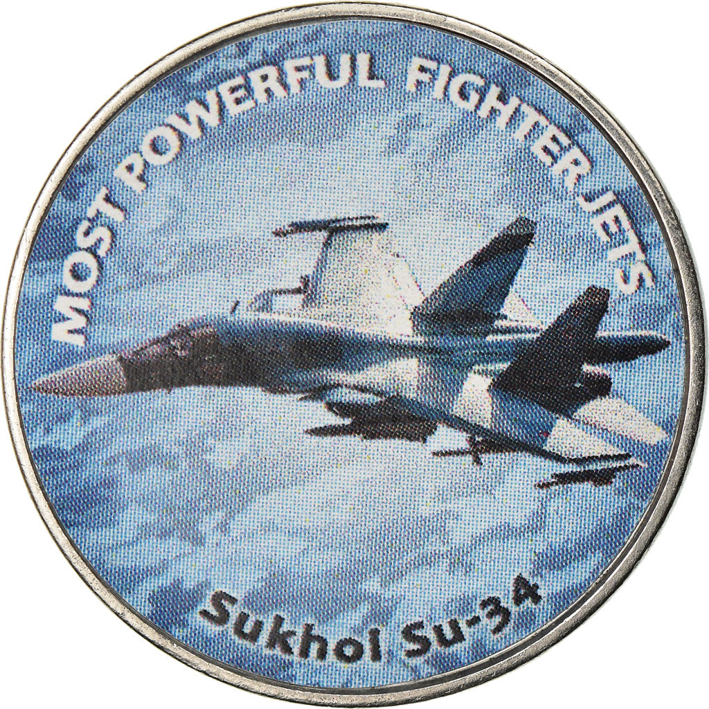 Moeda, Zimbabué, Shilling, 2019, Fighter jet - Sukhol, MS(63), Aço Niquelado