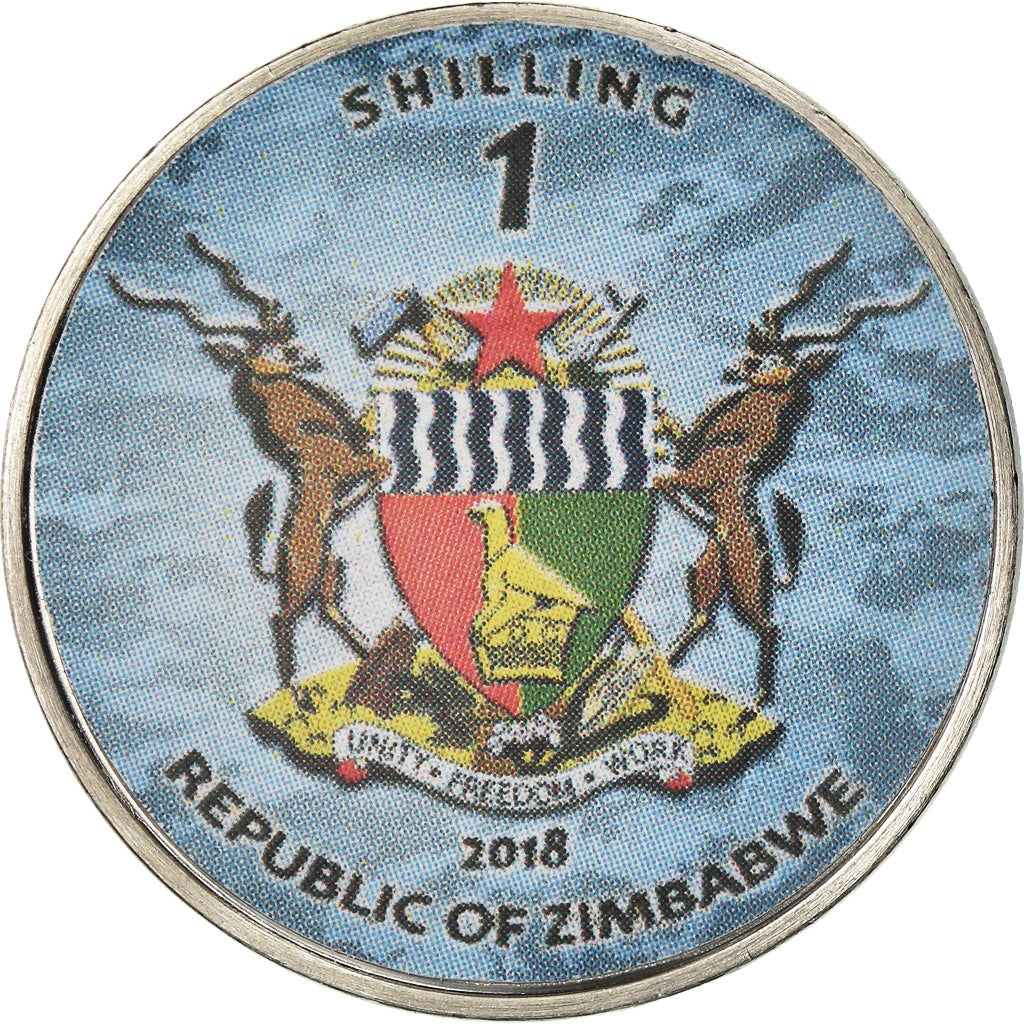 Coin, Zimbabwe, Shilling, 2018, Fighter jet - Sukhol, MS(63), Nickel plated