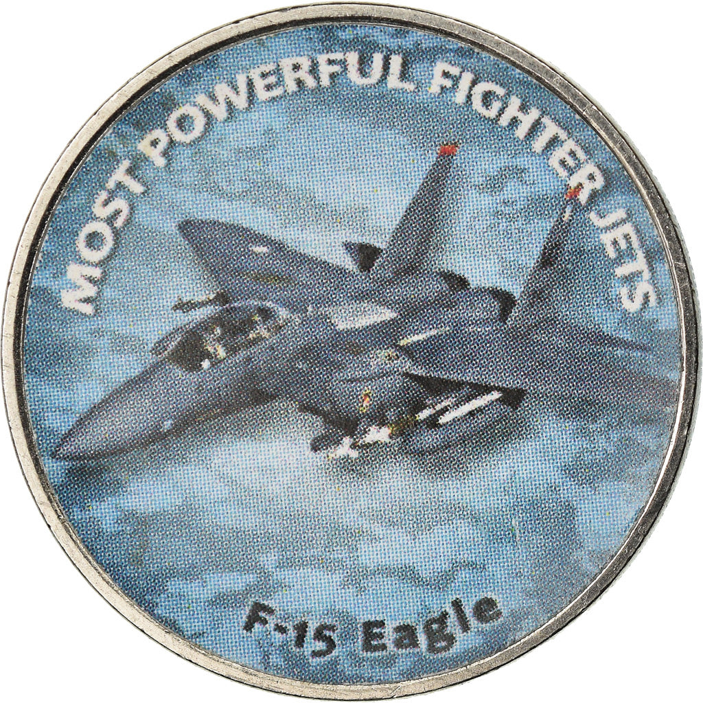 Coin, Zimbabwe, Shilling, 2018, Fighter jet - F-15 Eagle, MS(63), Nickel plated