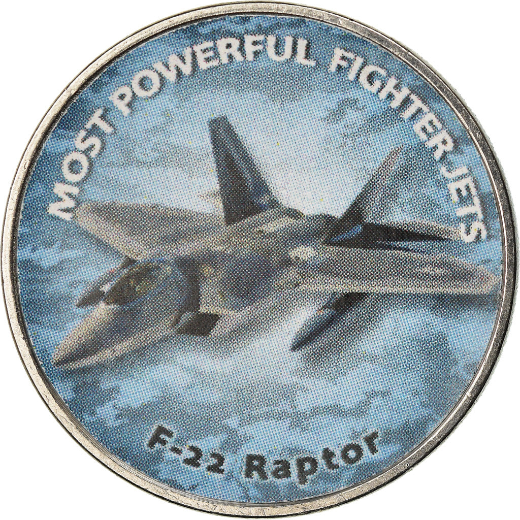 Moneta, Zimbabwe, Shilling, 2018, Fighter jet - F-22 Raptor, MS(63), Nickel