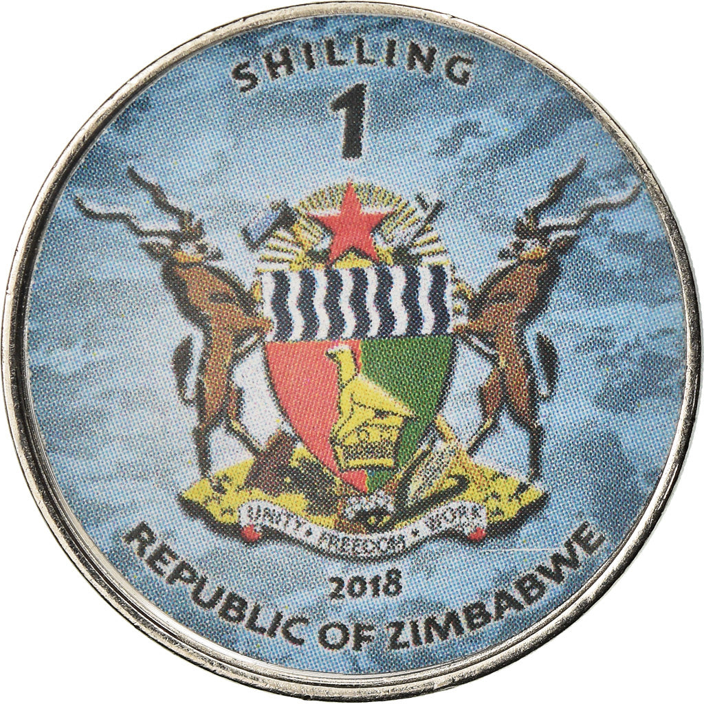 Moeda, Zimbabué, Shilling, 2018, Fighter jet - Chengdu J-10, MS(63), Aço