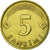 Moneda, Letonia, 5 Santimi, 1992, MBC, Níquel - latón, KM:16