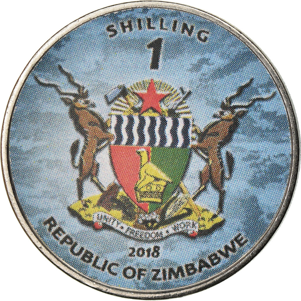 Moneta, Zimbabwe, Shilling, 2018, Fighter jet - Chengdu J-10, MS(63), Nickel