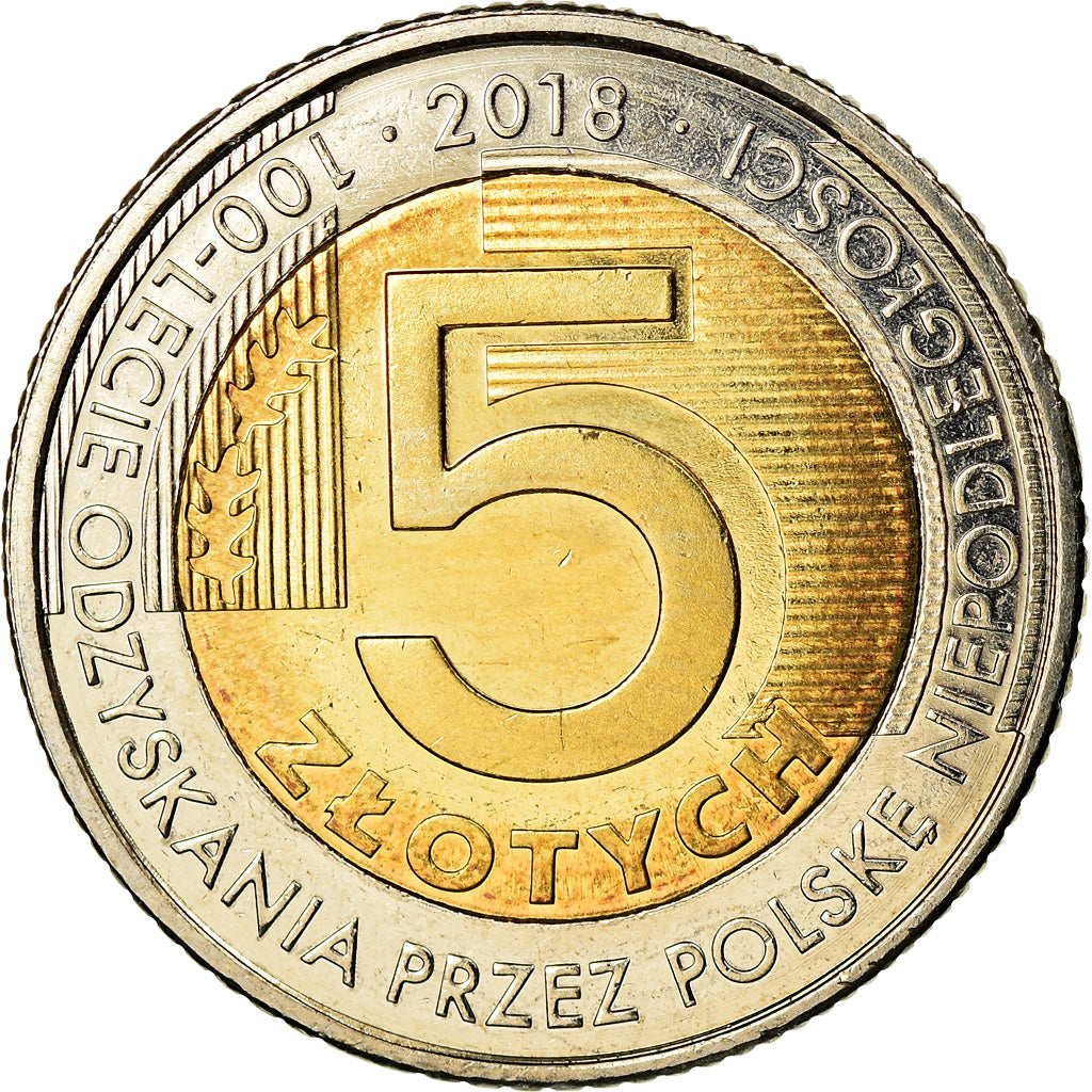 Moneta, Polska, 5 Zlotych, 2018, Warsaw, Indépendance de la Pologne, MS(63)