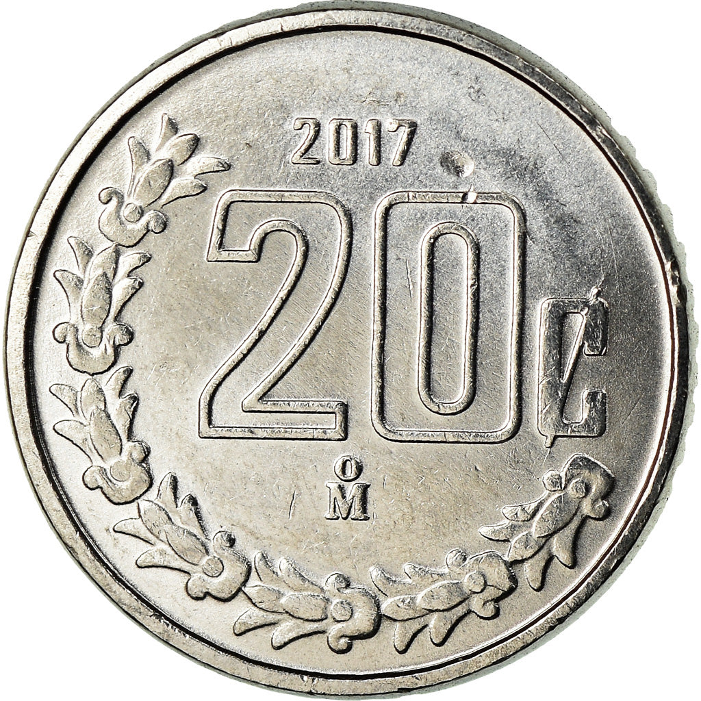 Coin, Mexico, 20 Centavos, 2017, Mexico City, MS(63), Stainless Steel, KM:935