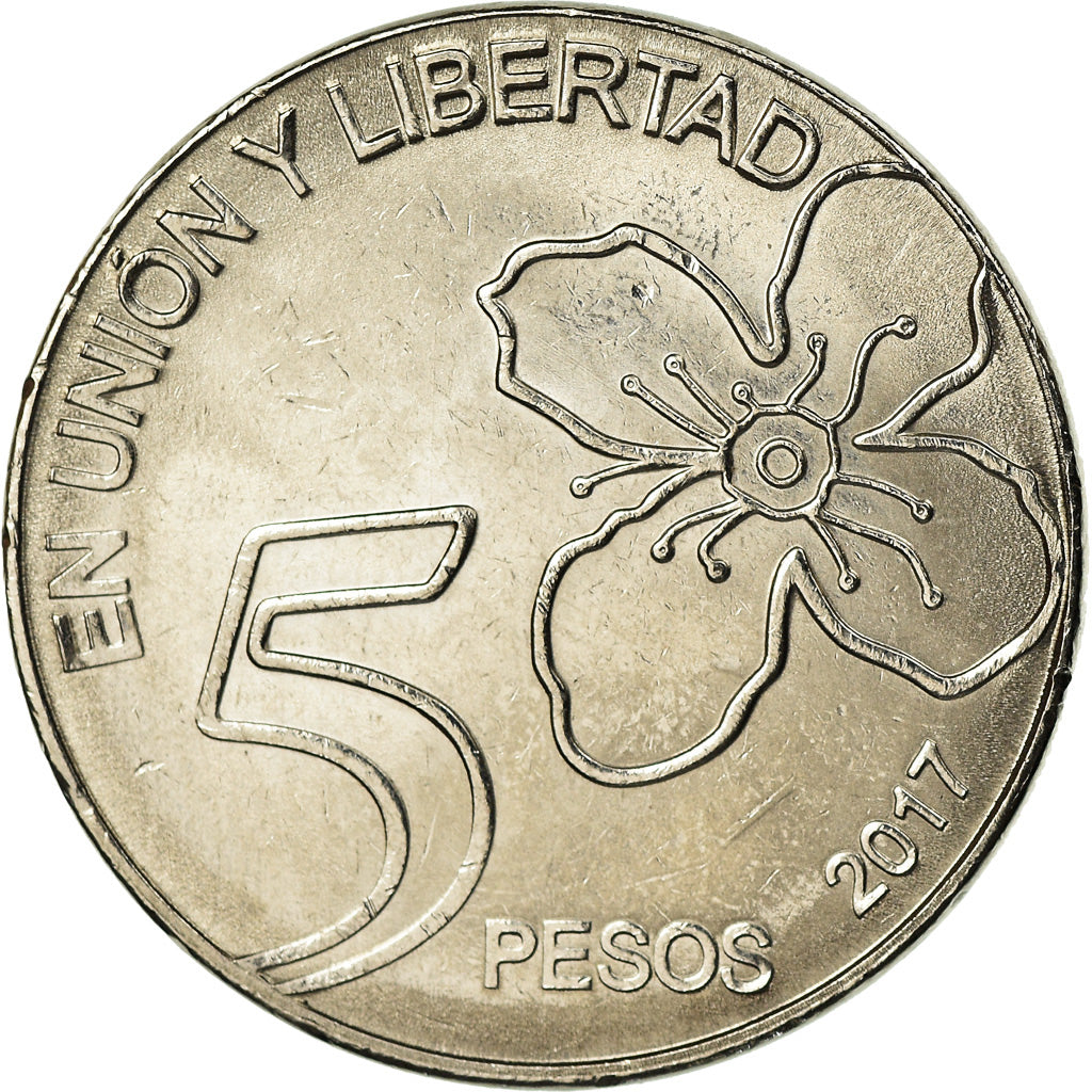 Moneda, Argentina, 5 Pesos, 2017, SC, Acero inoxidable