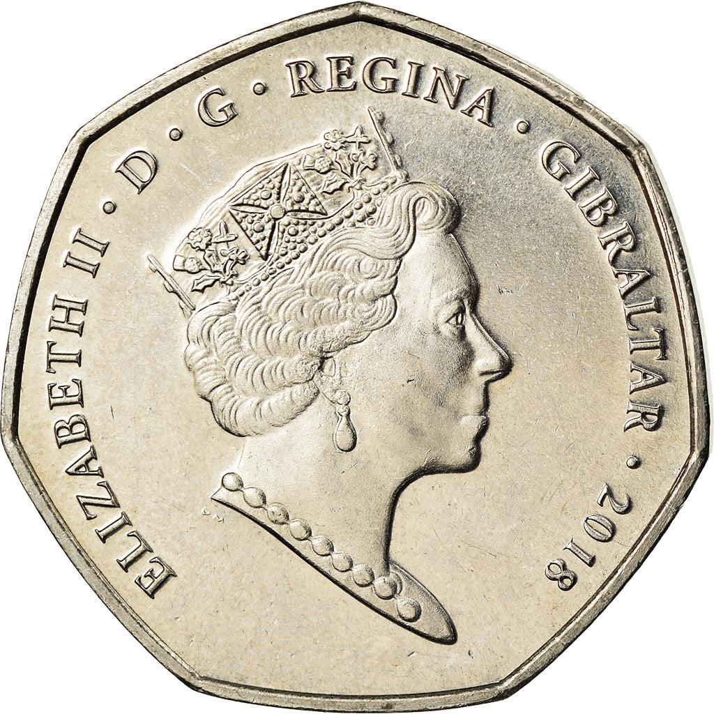 Coin, Gibraltar, 50 Pence, 2018, Père Noël, AU(55-58), Cupro-nickel