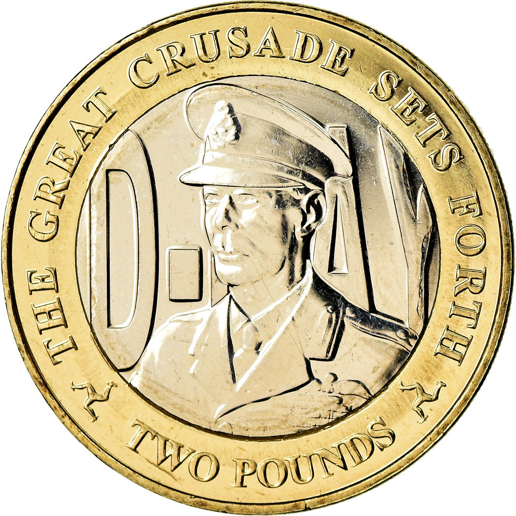 Moneta, Wyspa Man, 2 Pounds, 2019, Pobjoy Mint, D-Day - George VI, MS(63)