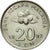Münze, Malaysia, 20 Sen, 1992, VZ, Copper-nickel, KM:52