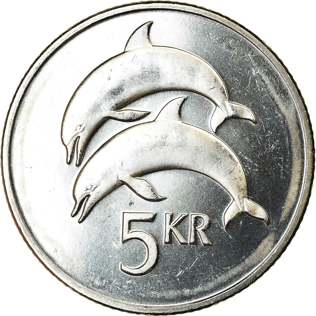 Coin, Iceland, 5 Kronur, 1999, MS(63), Nickel plated steel, KM:28a