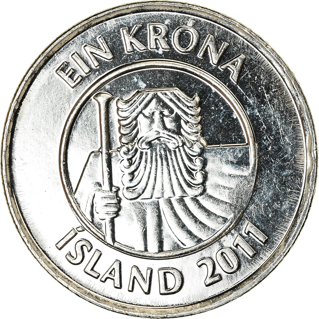 Coin, Iceland, Krona, 2011, MS(63), Nickel plated steel, KM:27A