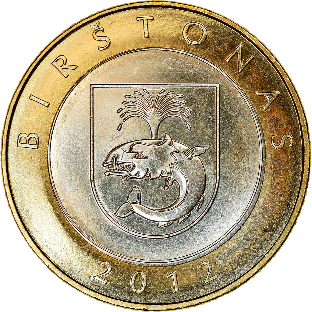 Coin, Lithuania, 2 Litai, 2012, Birštonas, MS(63), Bi-Metallic, KM:183.1