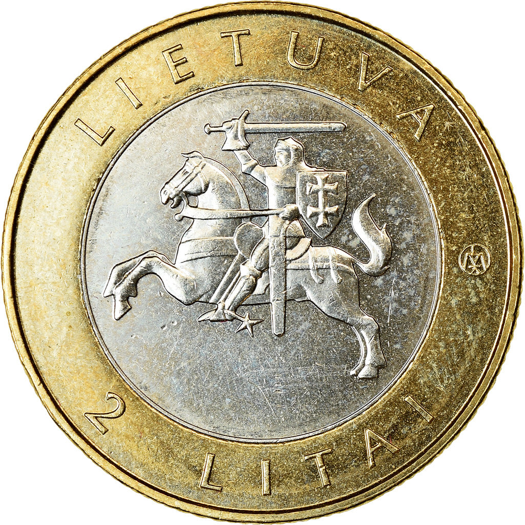 Munten, Lithouwen, 2 Litai, 2013, Puntukas, UNC-, Bi-Metallic, KM:189