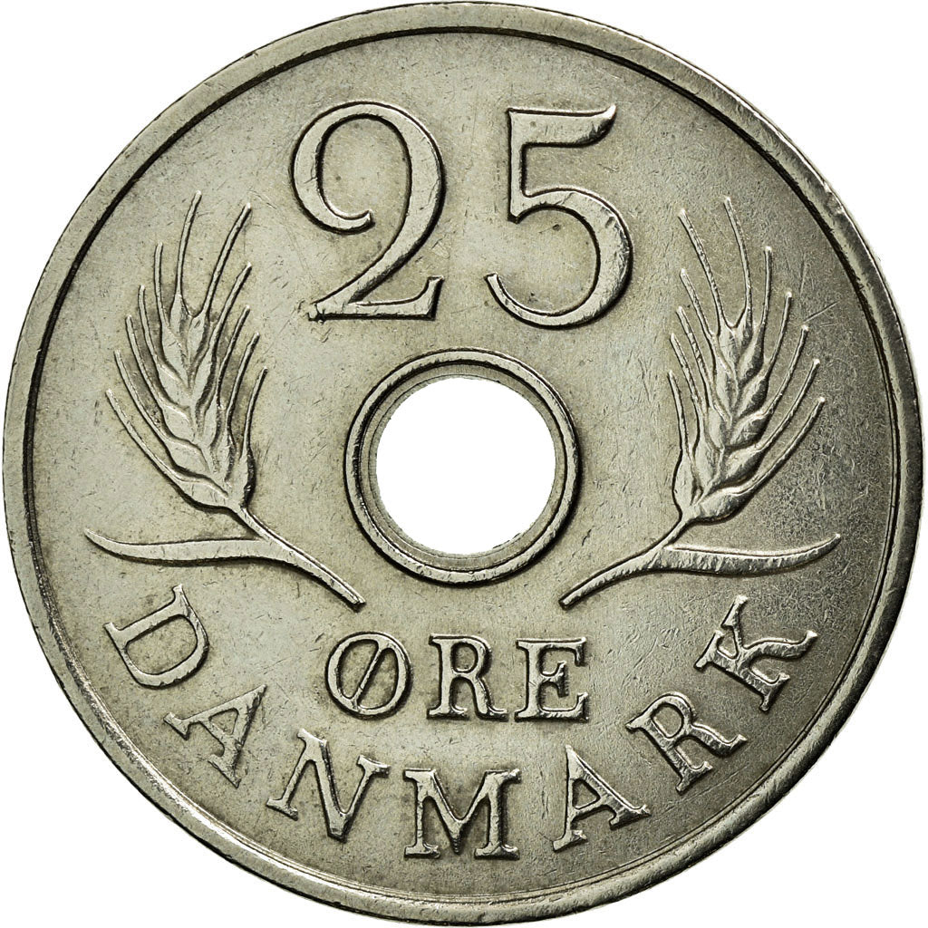 Moneta, Danimarca, Frederik IX, 25 Öre, 1968, Copenhagen, BB+, Rame-nichel