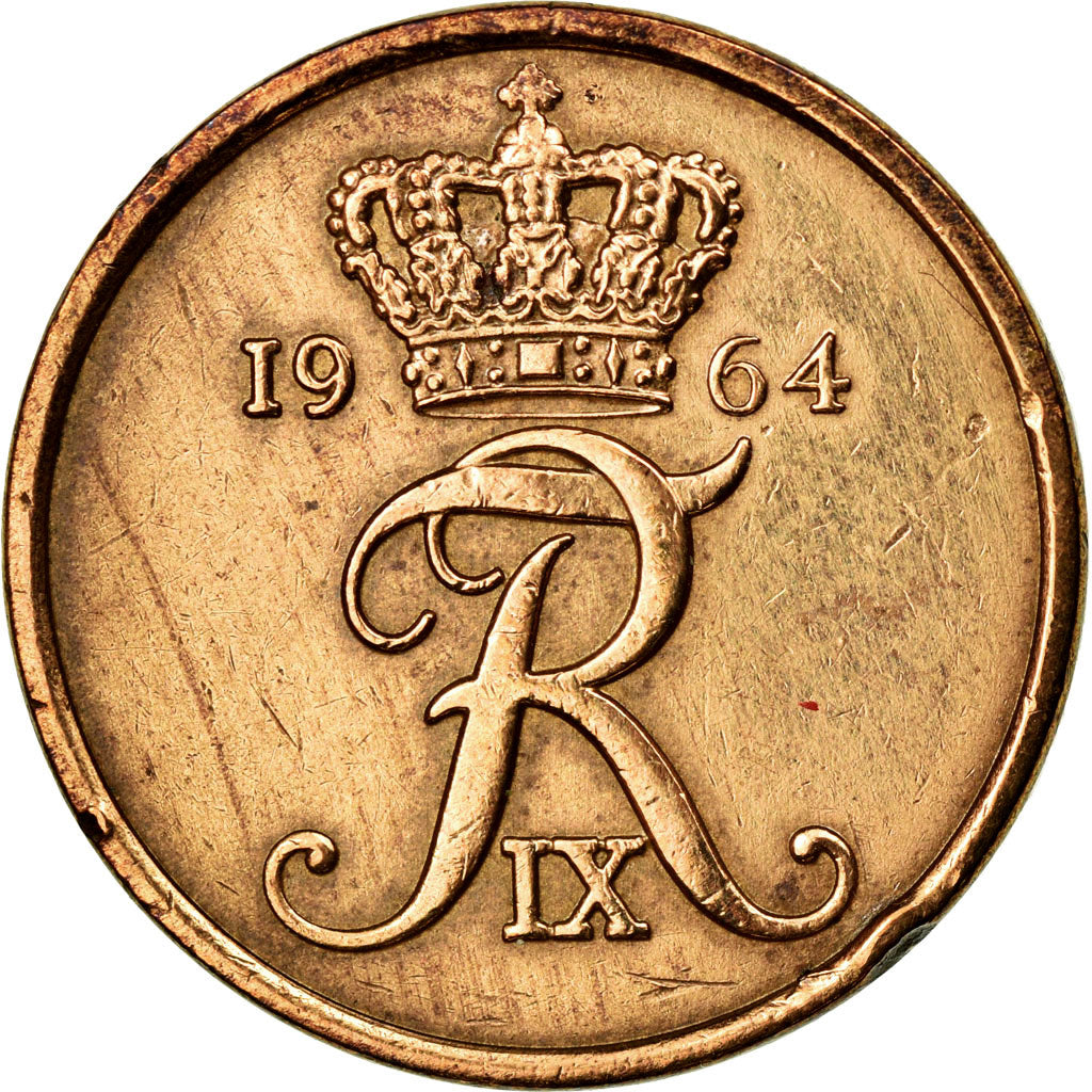 Moneta, Dania, Frederik IX, 5 Öre, 1964, Copenhagen, AU(50-53), Bronze