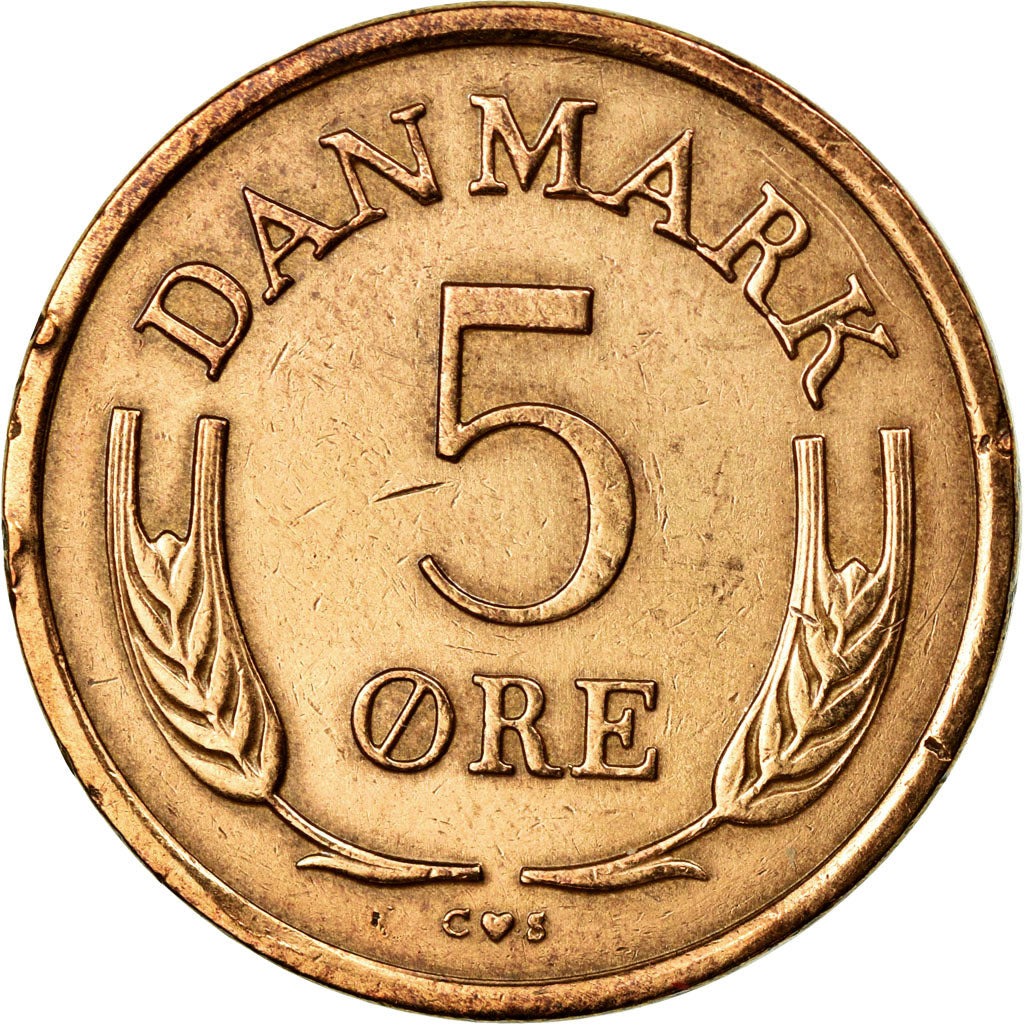 Moneta, Dania, Frederik IX, 5 Öre, 1964, Copenhagen, AU(50-53), Bronze