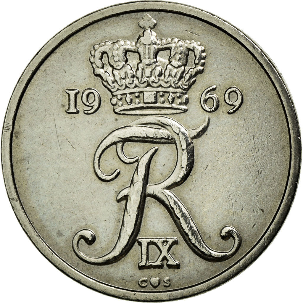 Moneda, Dinamarca, Frederik IX, 10 Öre, 1969, Copenhagen, MBC+, Cobre -