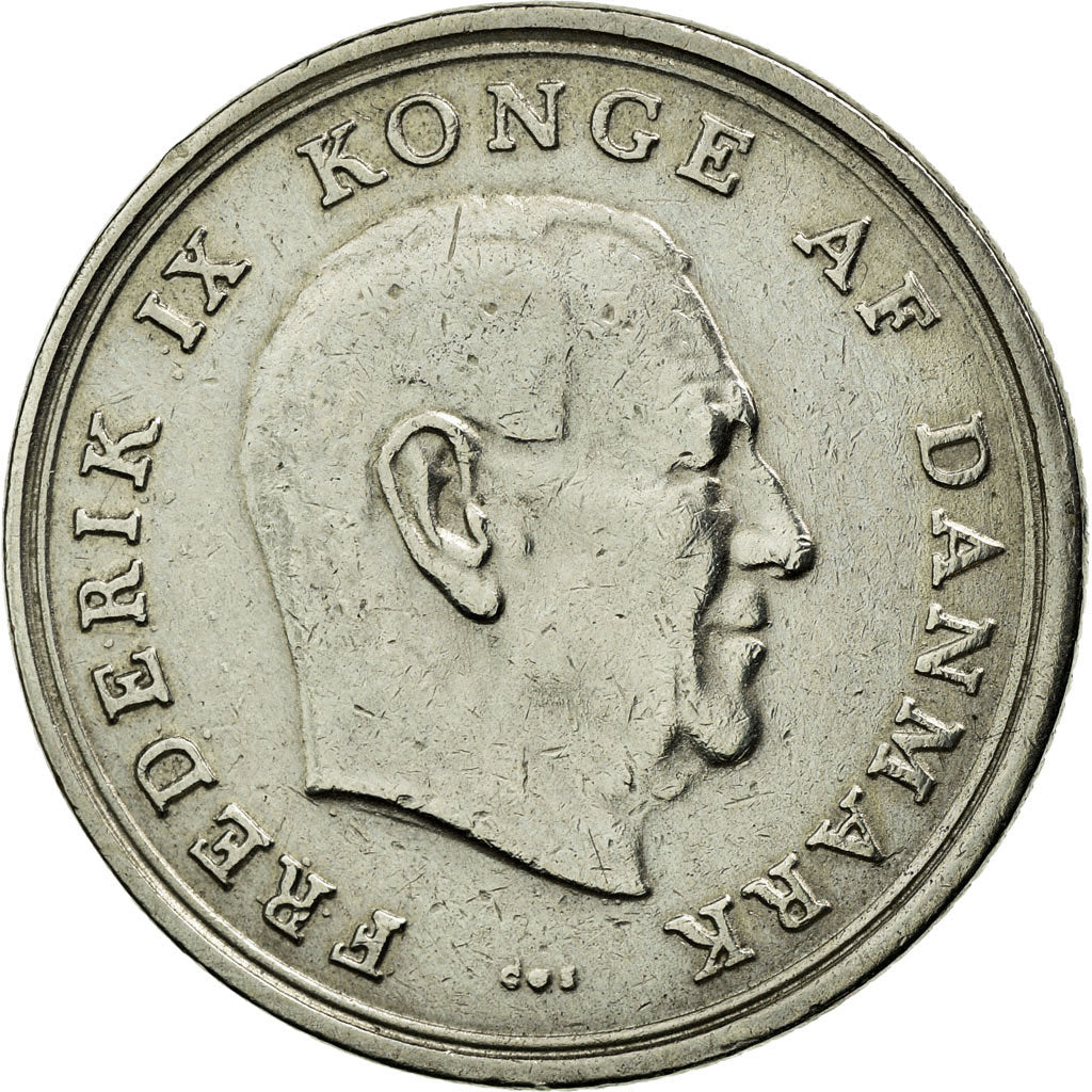 Coin, Denmark, Frederik IX, Krone, 1967, Copenhagen, AU(50-53), Copper-nickel
