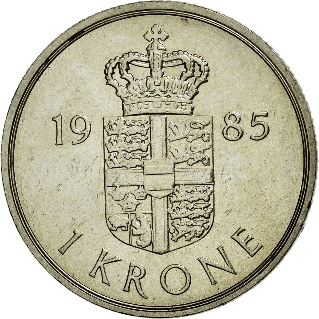 Munten, Denemarken, Margrethe II, Krone, 1985, Copenhagen, ZF+, Copper-nickel
