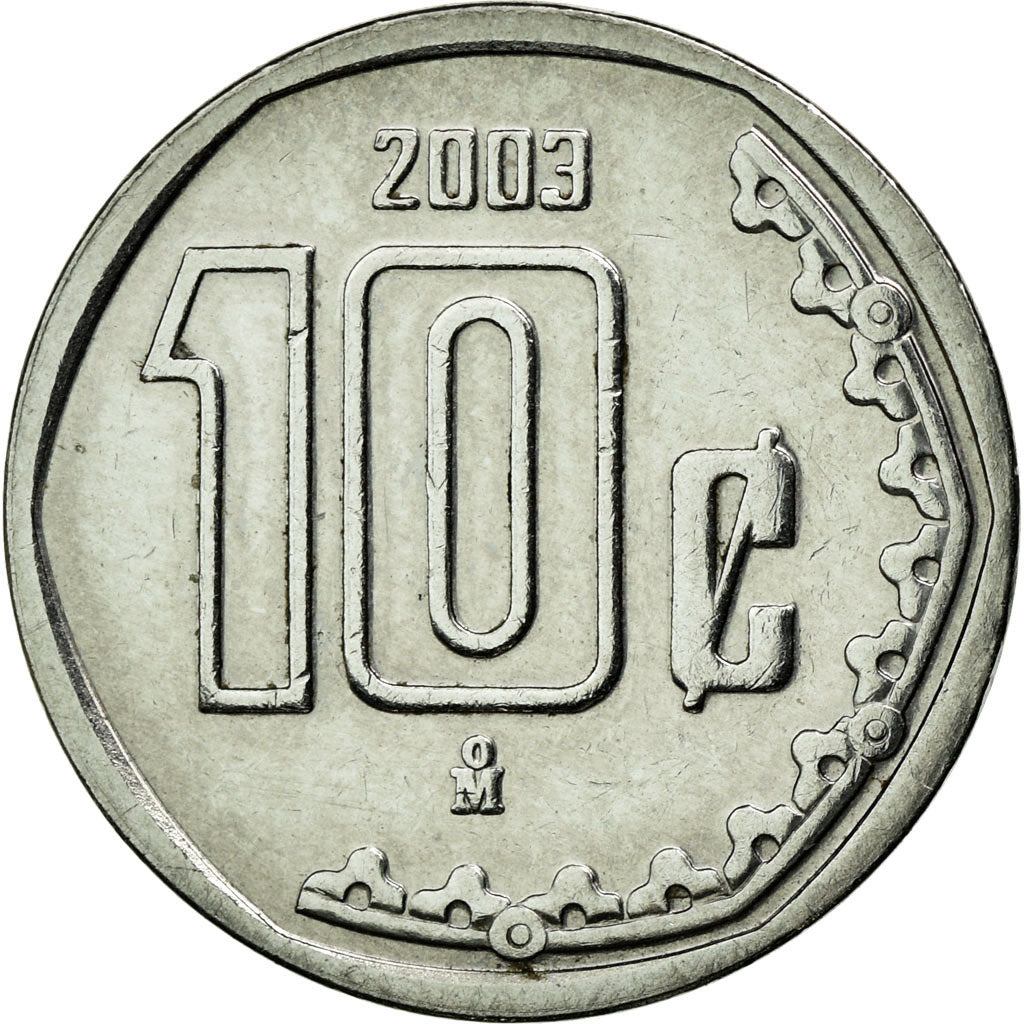 Coin, Mexico, 10 Centavos, 2003, Mexico City, AU(50-53), Stainless Steel, KM:547