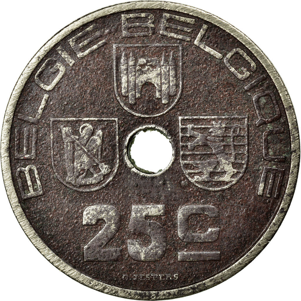 Coin, Belgium, 25 Centimes, 1938, VF(30-35), Nickel-brass, KM:115.1