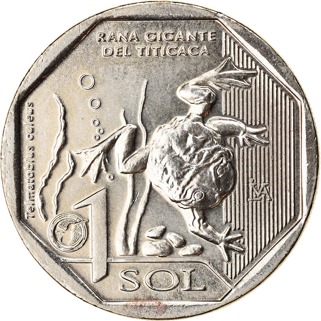 Moneda, Perú, Sol, 2019, Lima, Grenouille du Titicaca, SC, Níquel - latón