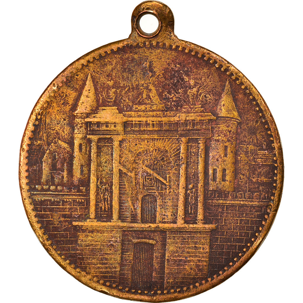 Francia, medalla, Restauration de la porte de Paris, à Lille, 1895, BC+, Latón