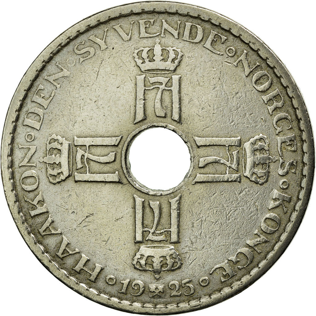 Coin, Norway, Haakon VII, Krone, 1925, AU(50-53), Copper-nickel, KM:385