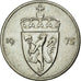 Moneta, Norvegia, Olav V, 50 Öre, 1975, BB+, Rame-nichel, KM:418