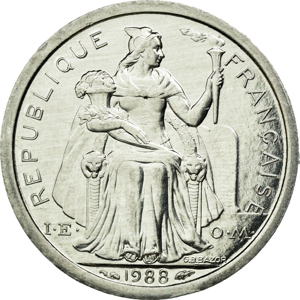 Coin, New Caledonia, Franc, 1988, Paris, AU(55-58), Aluminum, KM:10
