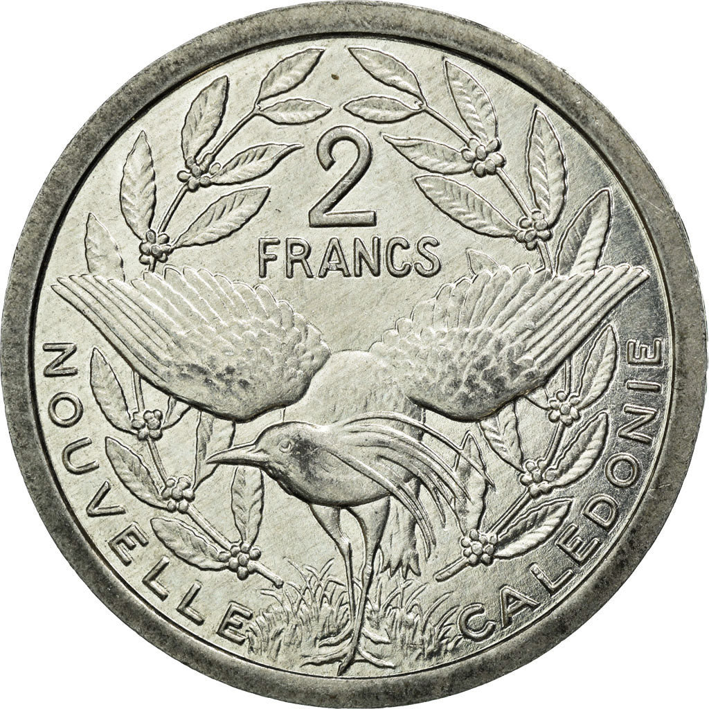 Coin, New Caledonia, 2 Francs, 1987, Paris, AU(50-53), Aluminum, KM:14