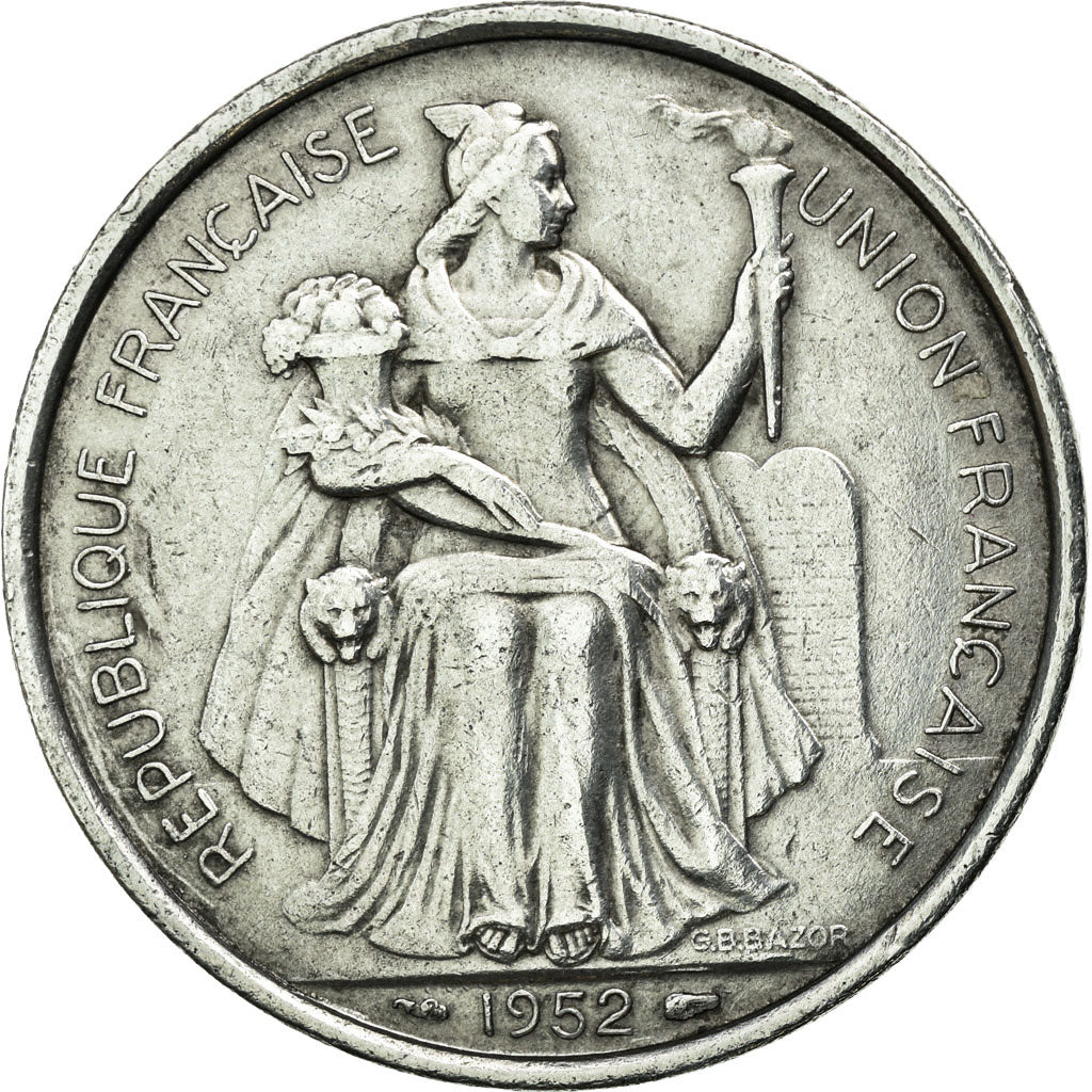 Coin, New Caledonia, 5 Francs, 1952, Paris, EF(40-45), Aluminum, KM:4
