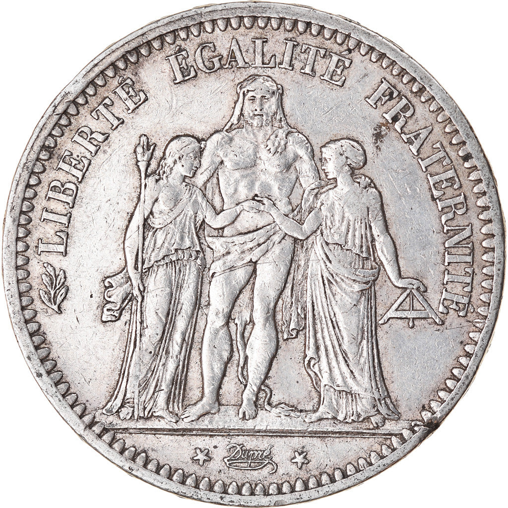 Moneta, Francia, Hercule, 5 Francs, 1849, Paris, MB+, Argento, KM:756.1