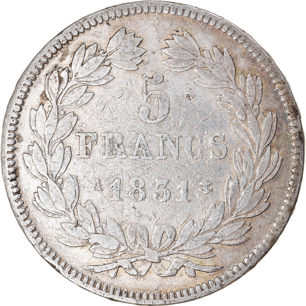 Coin, France, Louis-Philippe, 5 Francs, 1831, Paris, VF(30-35), Silver