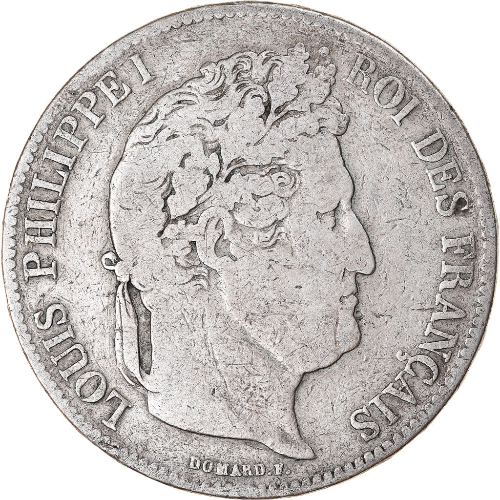 Moneda, Francia, Louis-Philippe, 5 Francs, 1835, Toulouse, BC+, Plata, KM:749.9