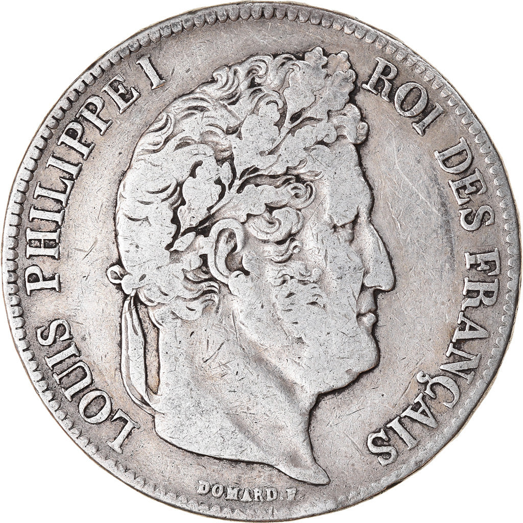 Coin, France, Louis-Philippe, 5 Francs, 1836, Rouen, VF(30-35), Silver