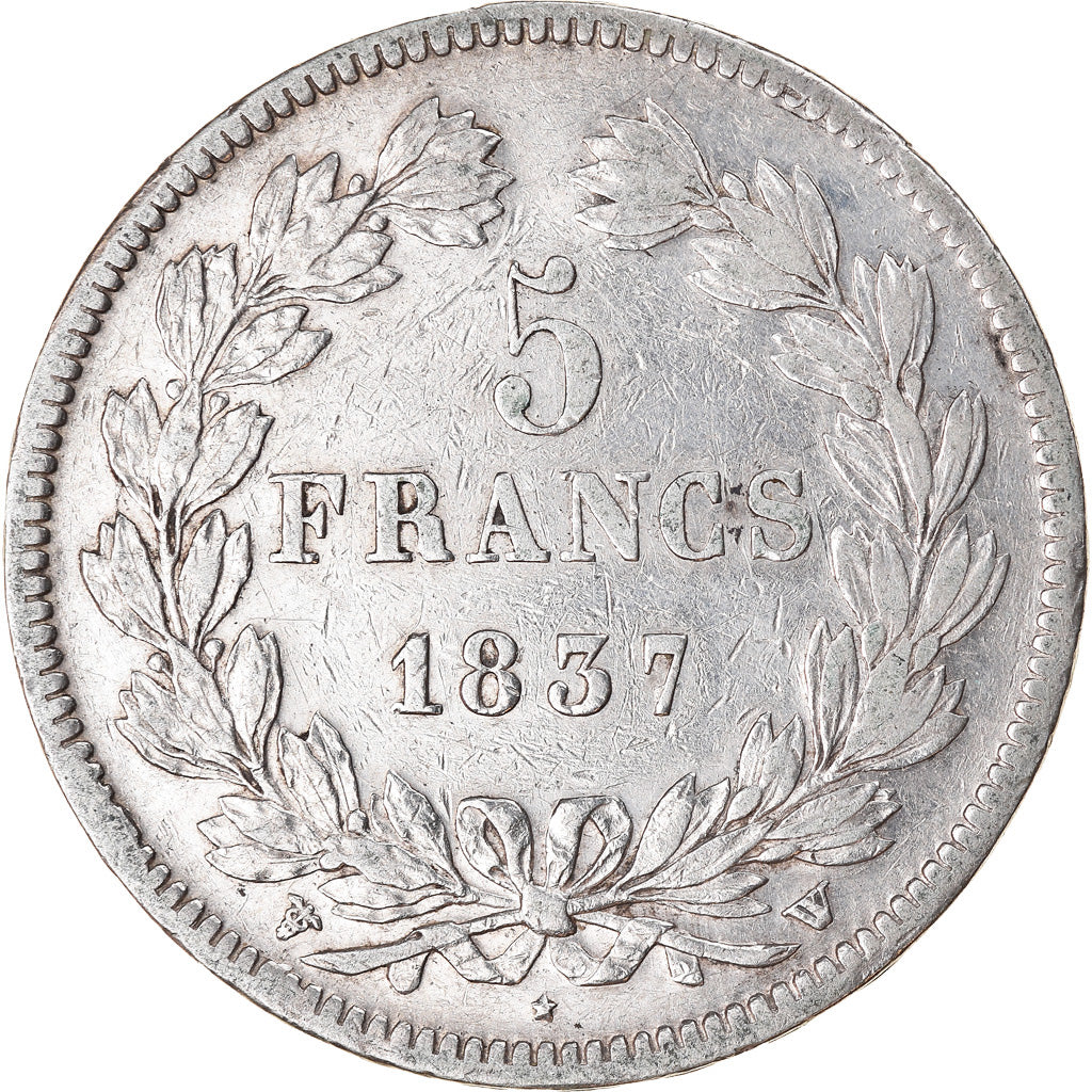 Coin, France, Louis-Philippe, 5 Francs, 1837, Lille, VF(30-35), Silver