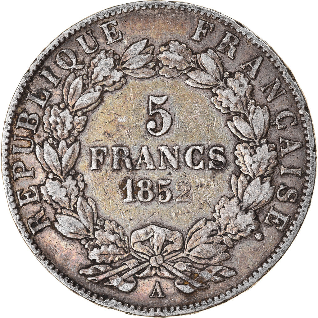Coin, France, Napoléon III, 5 Francs, 1852, Paris, VF(30-35), Silver, KM:773.1
