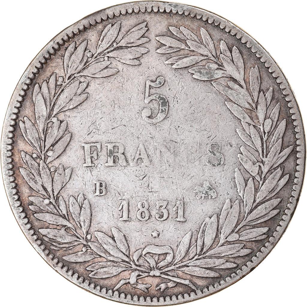 Monnaie, France, Louis-Philippe, 5 Francs, 1831, Rouen, TB, Argent, Gadoury:676
