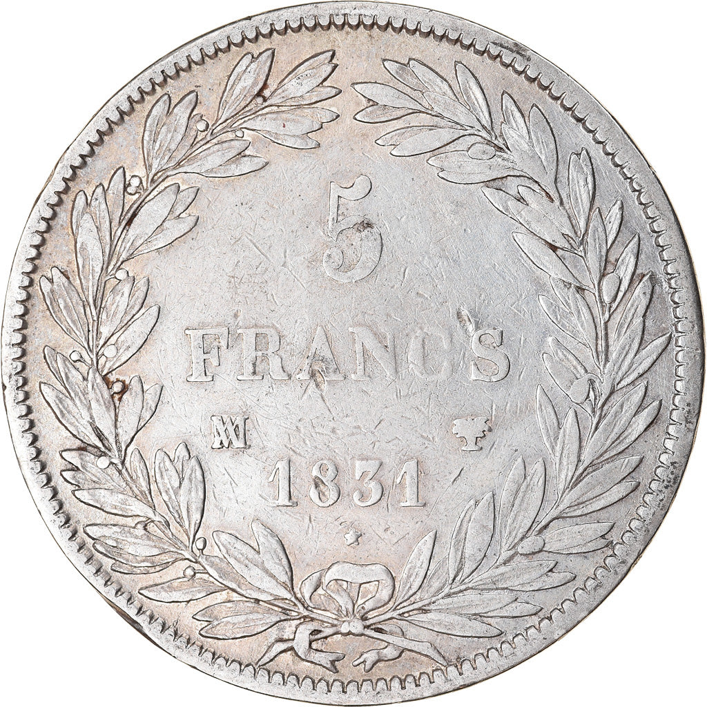 Moneta, Francja, Louis-Philippe, 5 Francs, 1831, Marseille, VF(20-25), Srebro