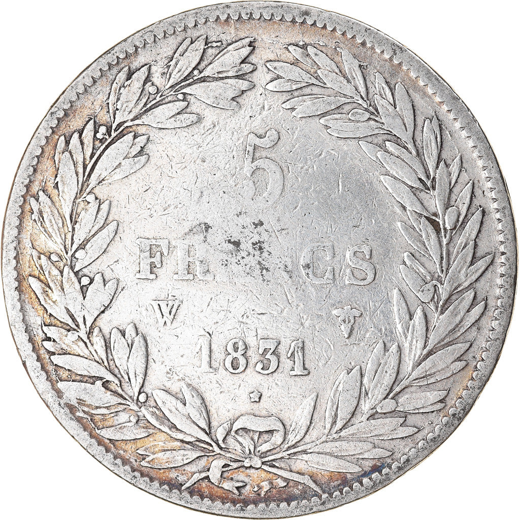 Coin, France, Louis-Philippe, 5 Francs, 1831, Lille, VF(20-25), Silver