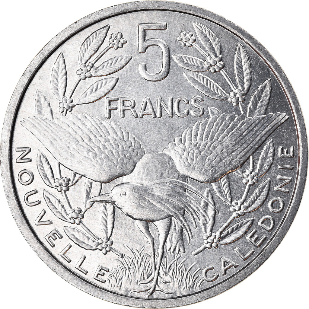 Moneta, Nowa Kaledonia, 5 Francs, 1994, Paris, MS(63), Aluminium, KM:16