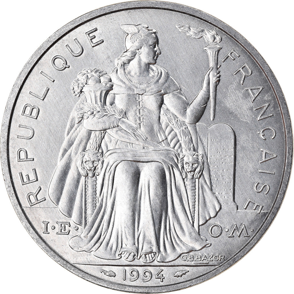 Münze, Neukaledonien, 5 Francs, 1994, Paris, UNZ, Aluminium, KM:16