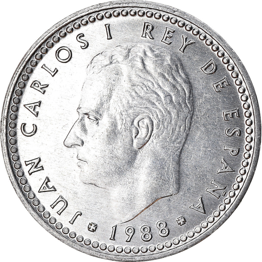 Coin, Spain, Juan Carlos I, Peseta, 1988, AU(55-58), Aluminum, KM:821